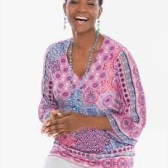 Chico's Tops - Chico's Mosaic Pink Blouse Large